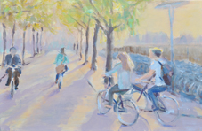 7.Fietsers in voorjaar, 2013 40x60 doek.2